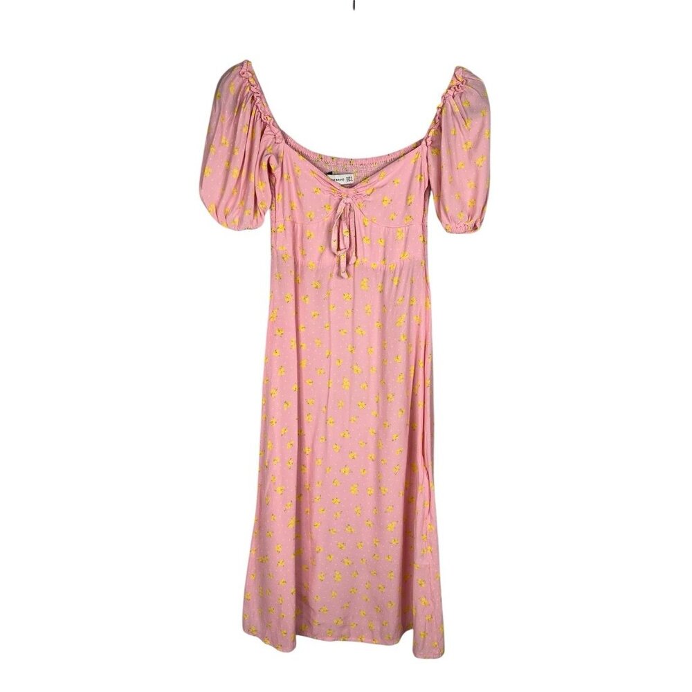 FAITHFULL THE BRAND Women's Pink Floral Luda Square Neck Dress US 2